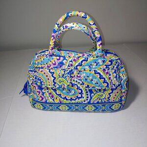 - Vera Bradley Emerald Paisley Two Handled Quilted Satchel Bag Blue Yellow